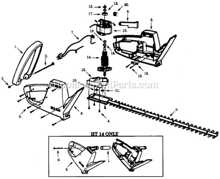 Page A Diagram and Parts List for HT17  Weed Eater Hedge Trimmer